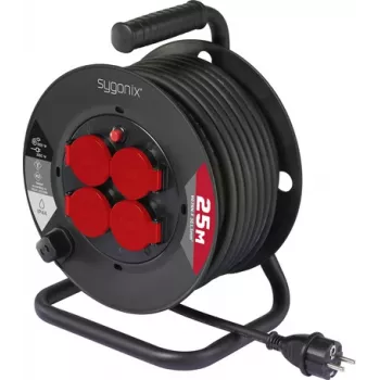 Sygonix SY-10236129 Avvolgicavo nero spina Schuko 25m 4 prese