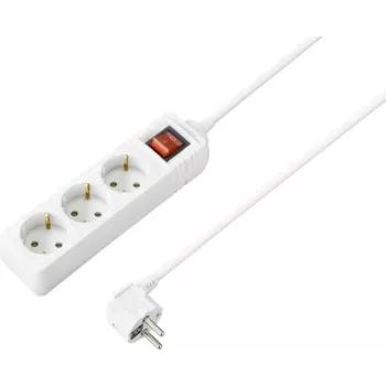 Sygonix SY-7042484 Ciabatta 3 vie con interruttore illuminato, bianco, cavo 1,5m, Schuko, 16A, 3680W