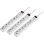 Sygonix 3xSY-5044446 Ciabatta con protezione da sovratensione, 6 vie, bianco, cavo 1,5m, confezione da 3
