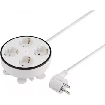 Sygonix SY-5806892 Avvolgicavo 1,5 m bianco 4 prese Schuko 3680 W con interruttore principale