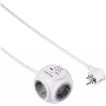 Sygonix SY-5827192 Cubo ciabatta 3 prese con cavo 1,4 m, bianco/grigio, 16 A, 3680 W