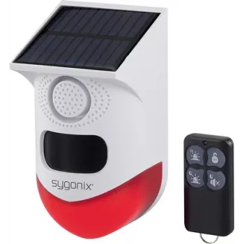 Sygonix mini sistema d'allarme bianco rosso con rilevatore di movimento PIR a LED e telecomando (SY-6515320)