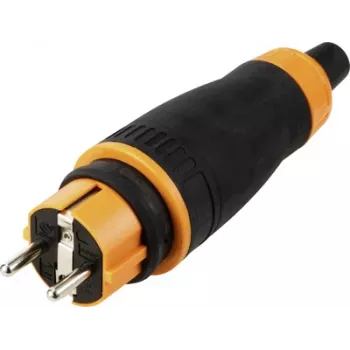 Sygonix SY-6618478 spina Schuko TPE PC 250 V/AC nero arancione IP44
