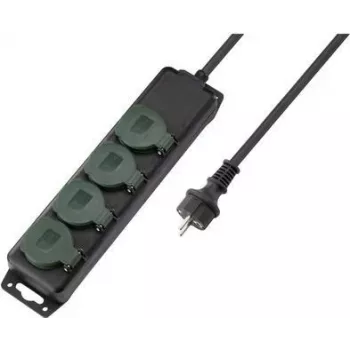 SYGONIX SY-5145340 ciabatta senza interruttore, 3 prese Schuko, cavo 1,5 m, nero/verde