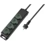 SYGONIX SY-5145340 ciabatta senza interruttore, 3 prese Schuko, cavo 1,5 m, nero/verde