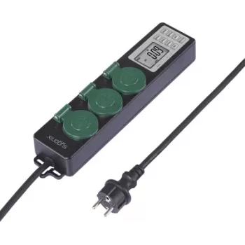 Sygonix SY-6786454 presa da giardino con timer meccanico, 3 vie, IP44 protezione contro gli spruzzi, 3680 W, nero/verde