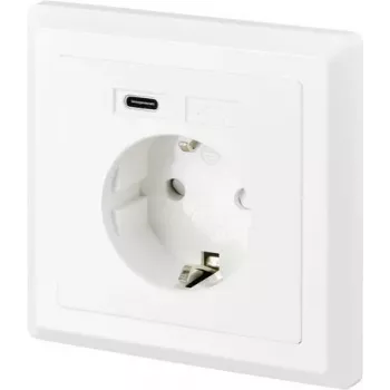 SYGONIX SY-5238674 Presa da incasso con 2 porte USB-A, Schuko, bianco