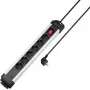 Sygonix SY-6807130 ciabatta 6 prese con interruttore illuminato, nero/argento, cavo 1,5 m