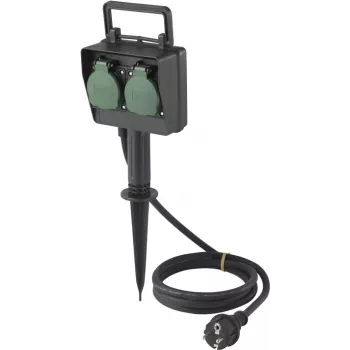 Sygonix SY-5231004 presa da esterno 2 posti nero/verde IP44 16A 230V