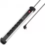 Sygonix SY-6805674 ciabatta 6 prese con protezione da sovratensione e interruttore, Schuko, cavo 1,5 m, nero/argento