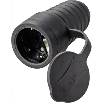 Sygonix SY-5806882 Presa Schuko in gomma 250 V/AC nero IP44