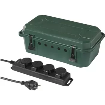 Sygonix SY-5598168 Ciabatta 4 prese, verde/nero seta opaca, protezione maggiorata contro i contatti, 16 A, 3680 W, 230 V, Schuko