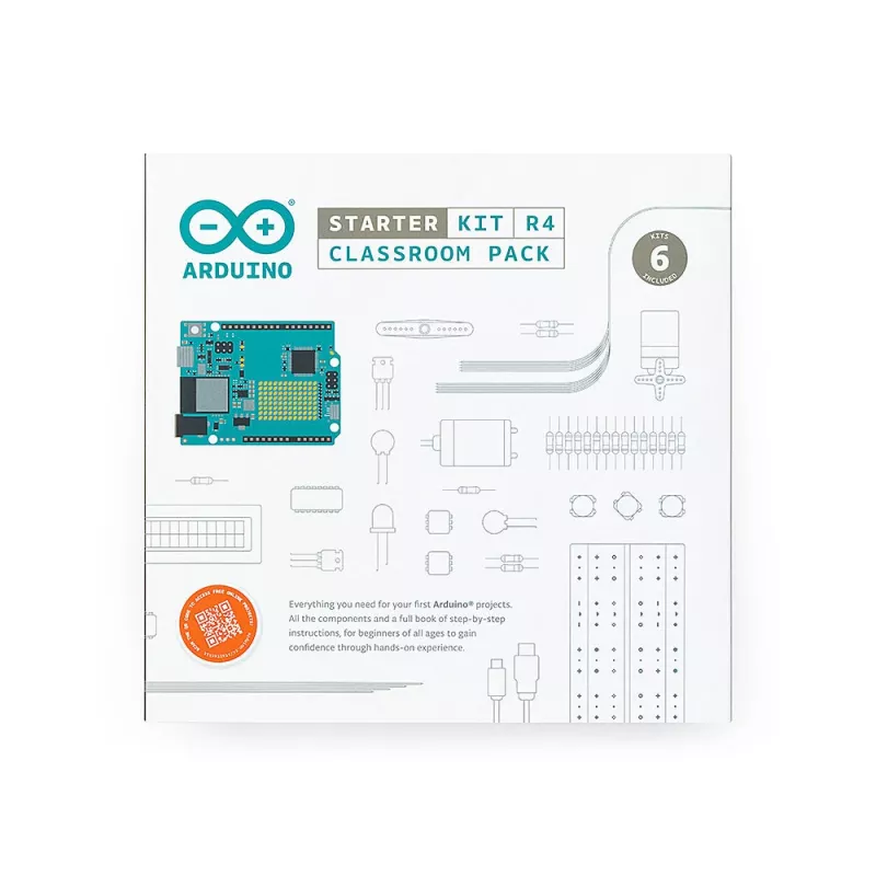 Arduino Starter Kit R4 Classroom Pack, 6 x Arduino Starter Kit R4, per un gruppo da 12 persone (K000007_R4-6P)