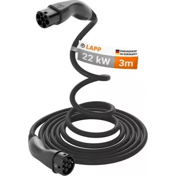 LAPP MOBILITY cavo di ricarica EV Tipo 2 autoavvolgente, 22 kW, 3 m, nero (75749)