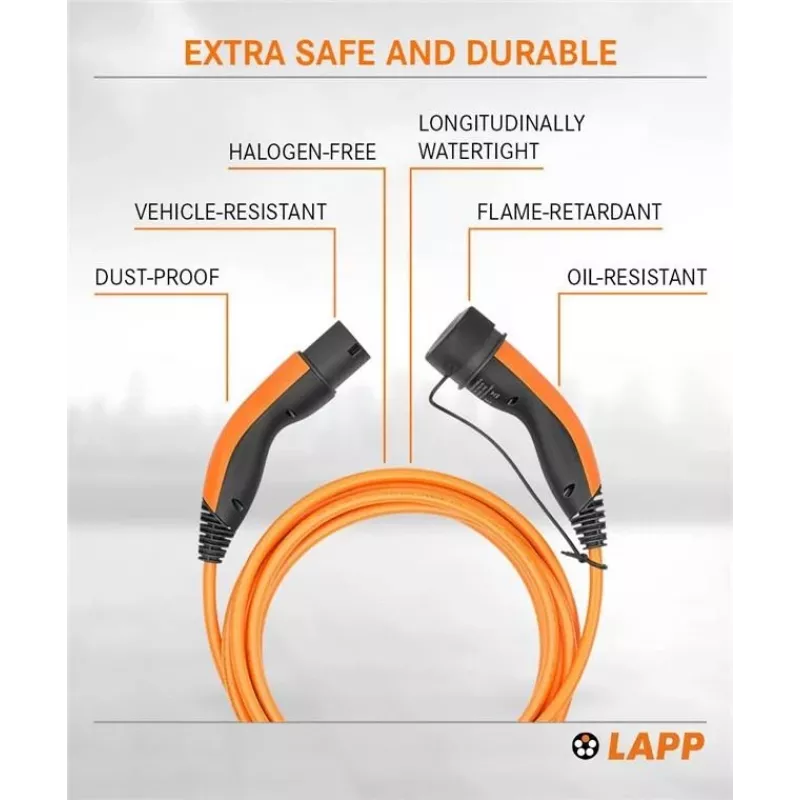 LAPP Cavo di ricarica EV Type 2 11 kW 3m arancione 75743