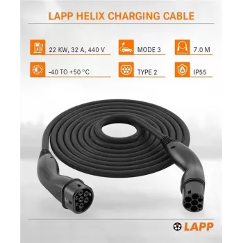 Lapp Mobility Type 2 Helix Cavo di ricarica 22 kW 7 m nero
