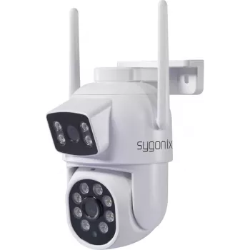 Sygonix SY-6271366 Telecamera IP WLAN PTZ Full HD da esterno, rotazione 355°, inclinazione 90°, IP65, audio bidirezionale, MicroSD fino a 128GB, visione notturna