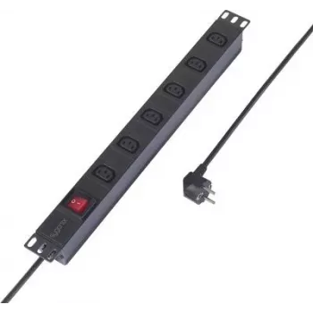 Sygonix SY-6736980 ciabatta multipresa 19 pollici 6 prese Schuko, montaggio rack 1U, cavo 2m, nera