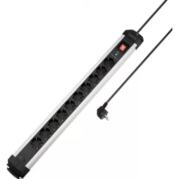 Sygonix SY-6807136 ciabatta multipresa con protezione da sovratensione 10 prese, Schuko, cavo 1,5 m, nero/argento