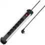 Sygonix SY-6807132 ciabatta multipresa con protezione da sovratensione 6 prese, nero/argento, cavo 1,5 m