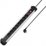 Sygonix SY-6807134 ciabatta multipresa con protezione da sovratensione 8 prese, nero/argento, cavo 1,5 m