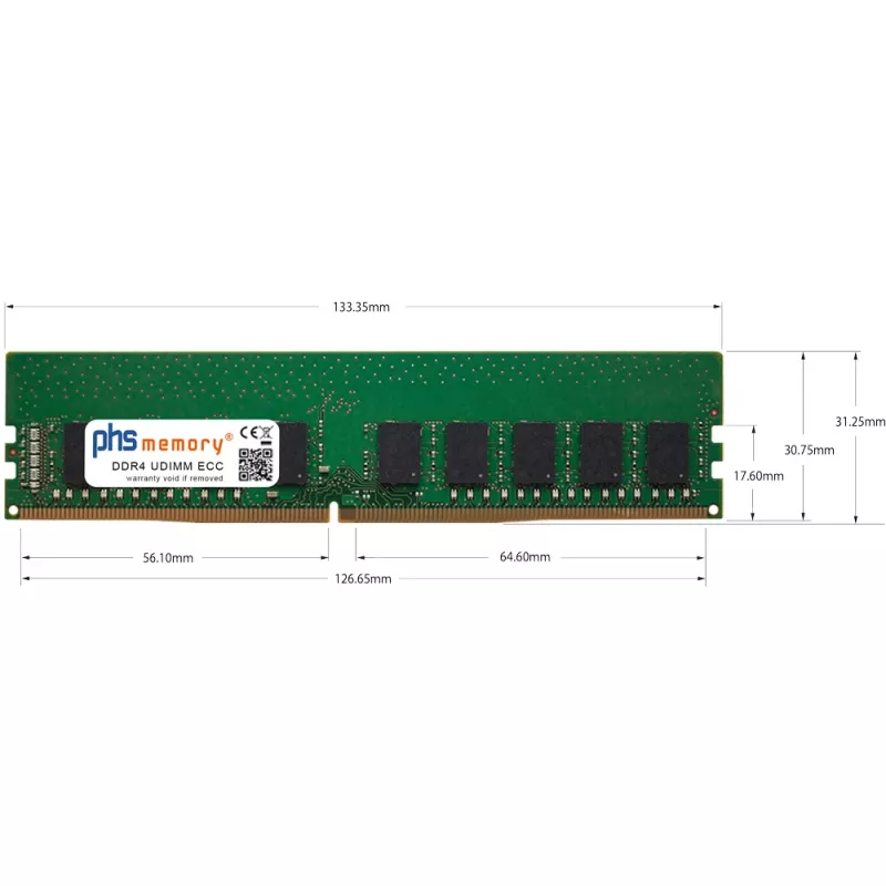 PHS-memory 32GB DDR4 ECC UDIMM 2666MHz PC4-2666V-E RAM server per Asus RS300-E10-PS4 SP501898