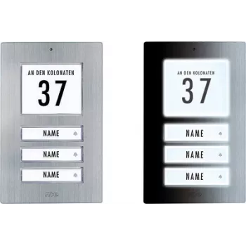 M-E Modern-Electronics 41067 placca campanello in acciaio inox con campo indirizzo per casa di 3 famiglie, 12 V/1 A