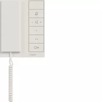 Hager RTQ640X posto interno audio con cornetta per bus IP a 2 fili, bianco polare