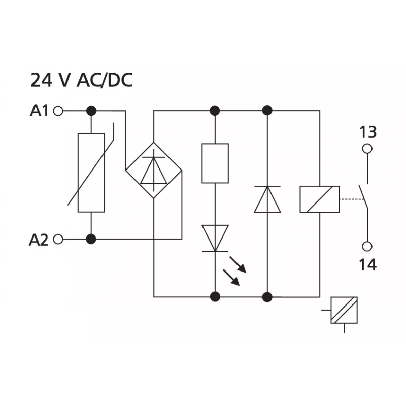 METZ CONNECT KRA-M4/1 modulo relè di interfaccia, 1 contatto di scambio, bobina 24 V AC, bianco 11061313