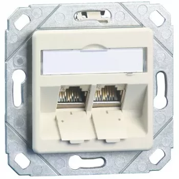 METZ CONNECT BTR E-DAT modul 8/8(8) UPk senza moduli - presa dati da incasso, CAT 6, bianco puro RAL 9010, 2 porte 1309151102-E-90