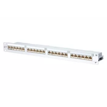 METZ CONNECT 130856-E-90 patch panel 24 porte Cat.6A schermato, 1U, bianco