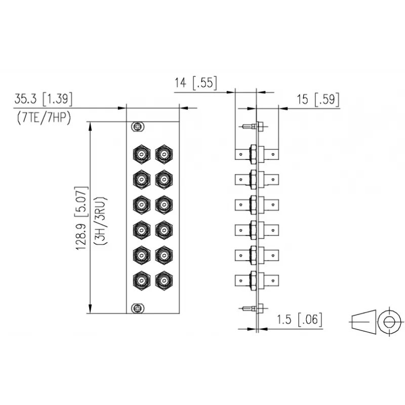 METZ BTR 15024A0112-E OpDAT REGpro 12xST SM/MM pannello frontale in ceramica grigio 3U/7HP