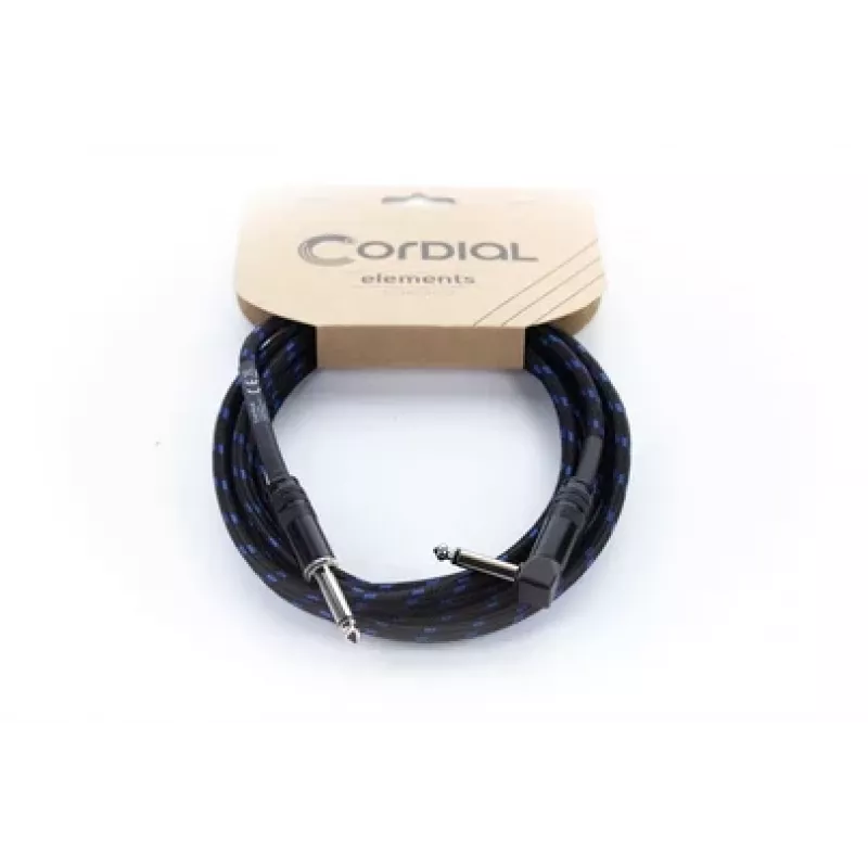 Cordial 14780 Cavo per strumenti 3 m – jack TS 6,3 mm su jack TS 6,3 mm, nero/blu guaina tessile