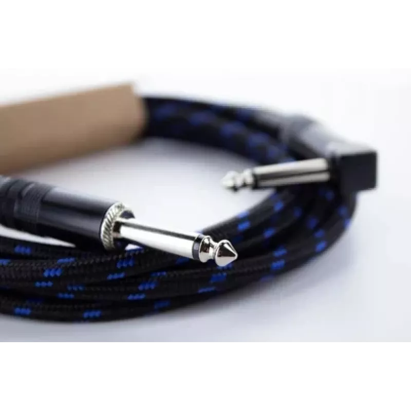 Cordial 14780 Cavo per strumenti 3 m – jack TS 6,3 mm su jack TS 6,3 mm, nero/blu guaina tessile