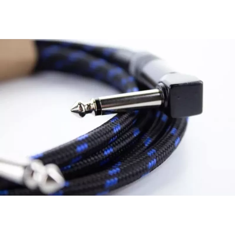 Cordial 14780 Cavo per strumenti 3 m – jack TS 6,3 mm su jack TS 6,3 mm, nero/blu guaina tessile