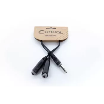 Cordial 14882 cavo adattatore Y jack stereo 6,3 mm, 1x maschio su 2x femmina, 0,3 m, PVC nero