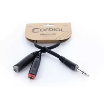 Cordial 14890 cavo adattatore audio Y jack stereo 6,3 mm maschio su 2x jack mono 6,3 mm femmina 0,30 m nero PVC cavo twin