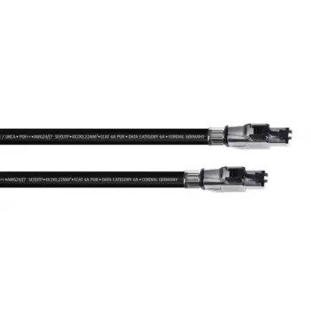 Cavo di rete Cordial 15613 RJ45, cavo patch CAT 6a SF/UTP 10,00 m nero guaina PUR