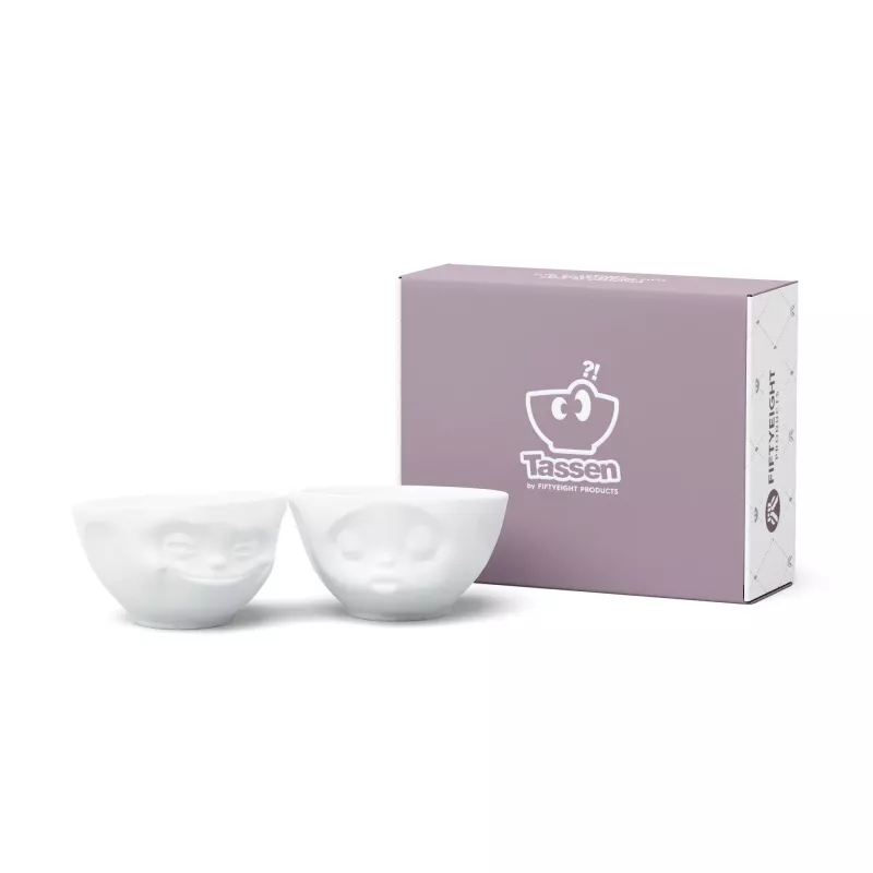 FIFTYEIGHT PRODUCTS T012201 set di ciotole 200ml sorridente e bacio porcellana bianca