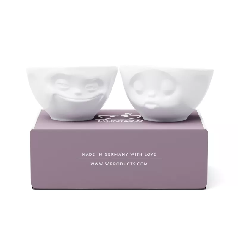 FIFTYEIGHT PRODUCTS T012201 set di ciotole 200ml sorridente e bacio porcellana bianca
