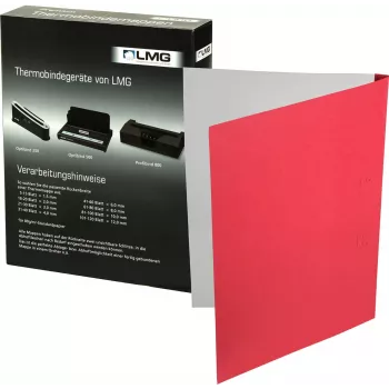 LMG cartelle per termorilegatura A4 rosso effetto pelle 1,5 mm dorso, capacità 50 fogli, confezione da 50 LMG-BMDLM-RO-R1,5