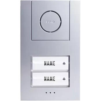 M-E MODERN-ELECTRONICS 41186 kit completo citofono audio cablato per 2 unità abitative – stazione esterna argento, stazioni interne bianche, bus a 2 fili, funzione apriporta