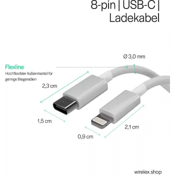 Flexline cavo di ricarica USB-C a Lightning PD 2m bianco FL31-13053