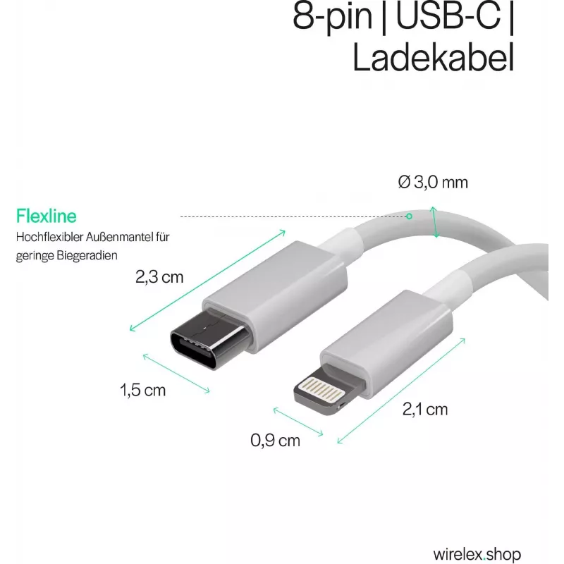 Flexline cavo di ricarica USB-C a Lightning PD 2m bianco FL31-13053