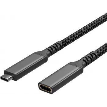 S CONN Flexline prolunga USB-C, connettore maschio USB-C a connettore femmina USB-C, USB 3.2 Gen 2, 100W PD, 4K@60Hz, rivestimento in tessuto, 1,5m, nero FL31-74006