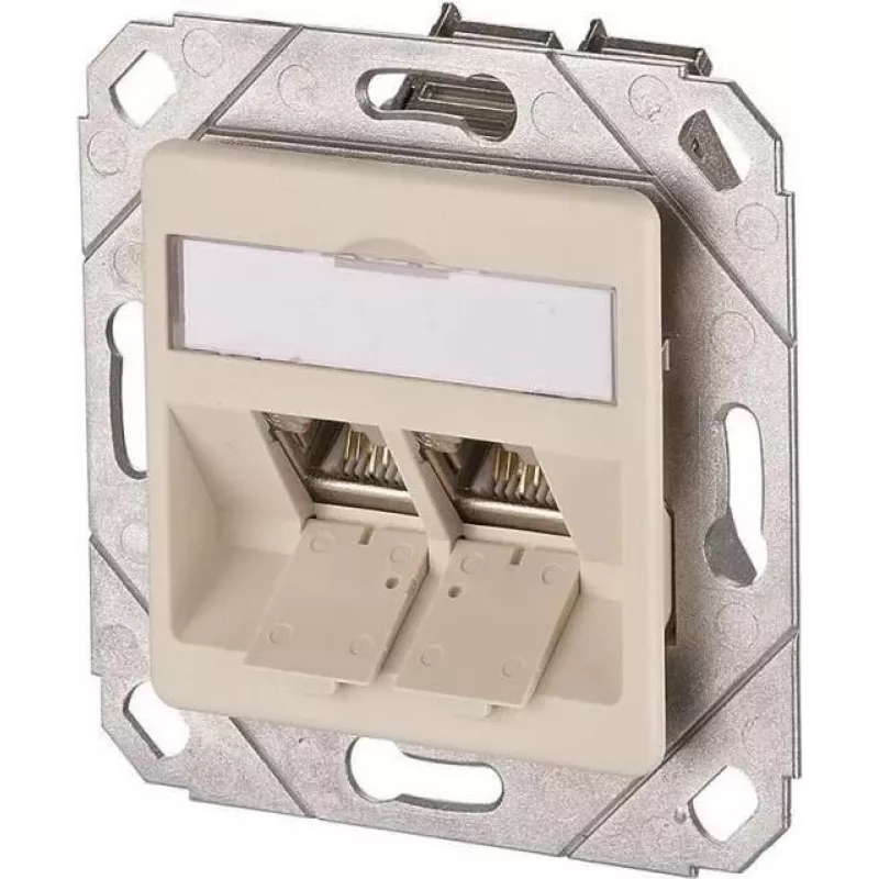 METZ CONNECT BTR E-DAT modul 8/8(8) UPk presa dati da incasso, 2x RJ-45, CAT 6e, schermata, bianco perla RAL 1013 1309121101-E