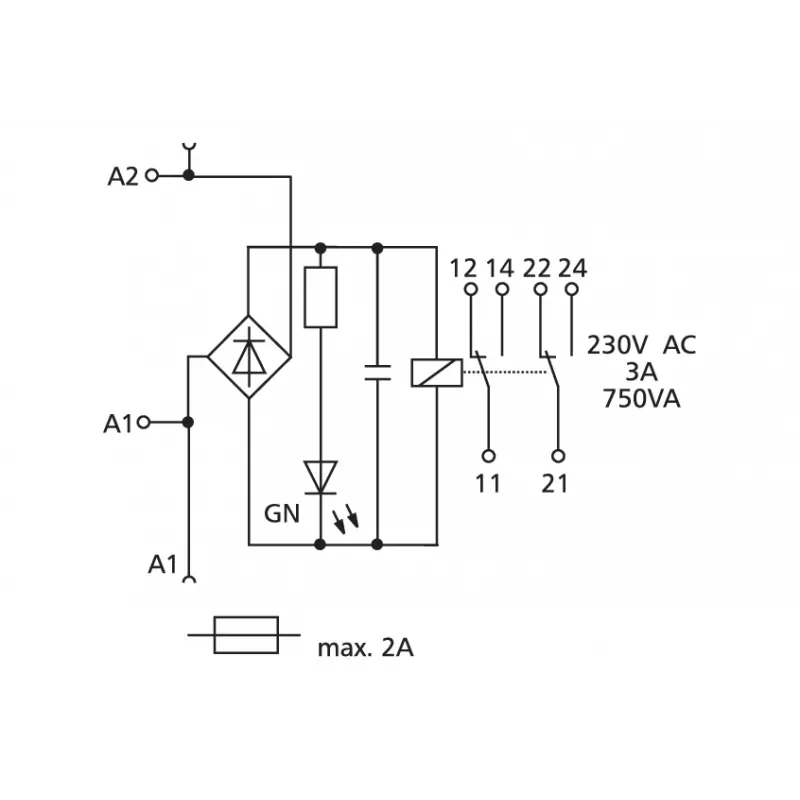 METZ CONNECT relè di accoppiamento 24 V AC/DC KRA-F10/21-21 2W (11070213)