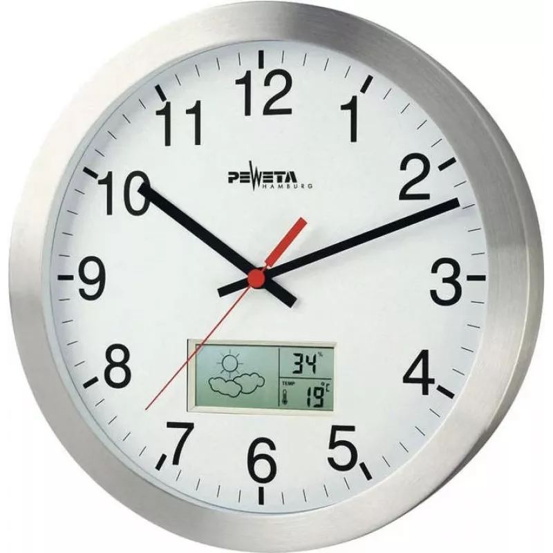 PEWETA orologio da parete radiocontrollato 51.161.315, quadrante bianco, 300 mm, DCF77