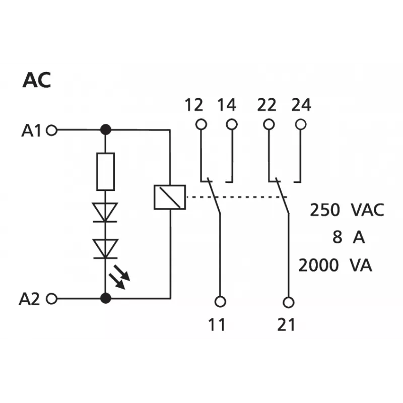 METZ CONNECT RM 21/21 modulo relè di interfaccia 230VAC con LED, 2 contatti in scambio, guida DIN 11050705