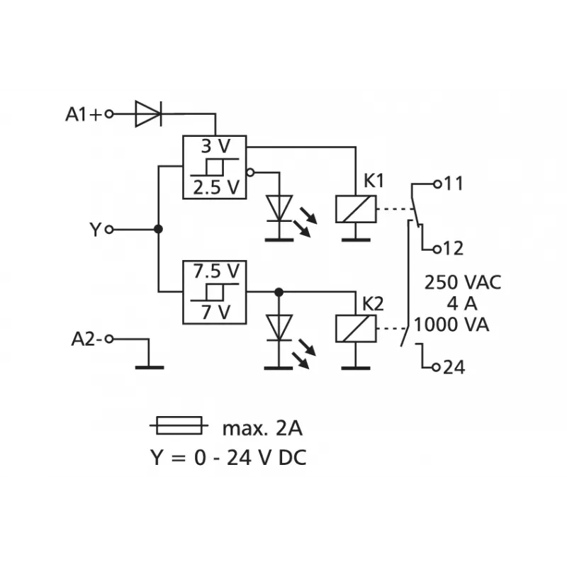 METZ CONNECT KRS-E08 3 24 V AC/DC modulo relè di interfaccia, 1 in scambio, 8 A, guida DIN 110673